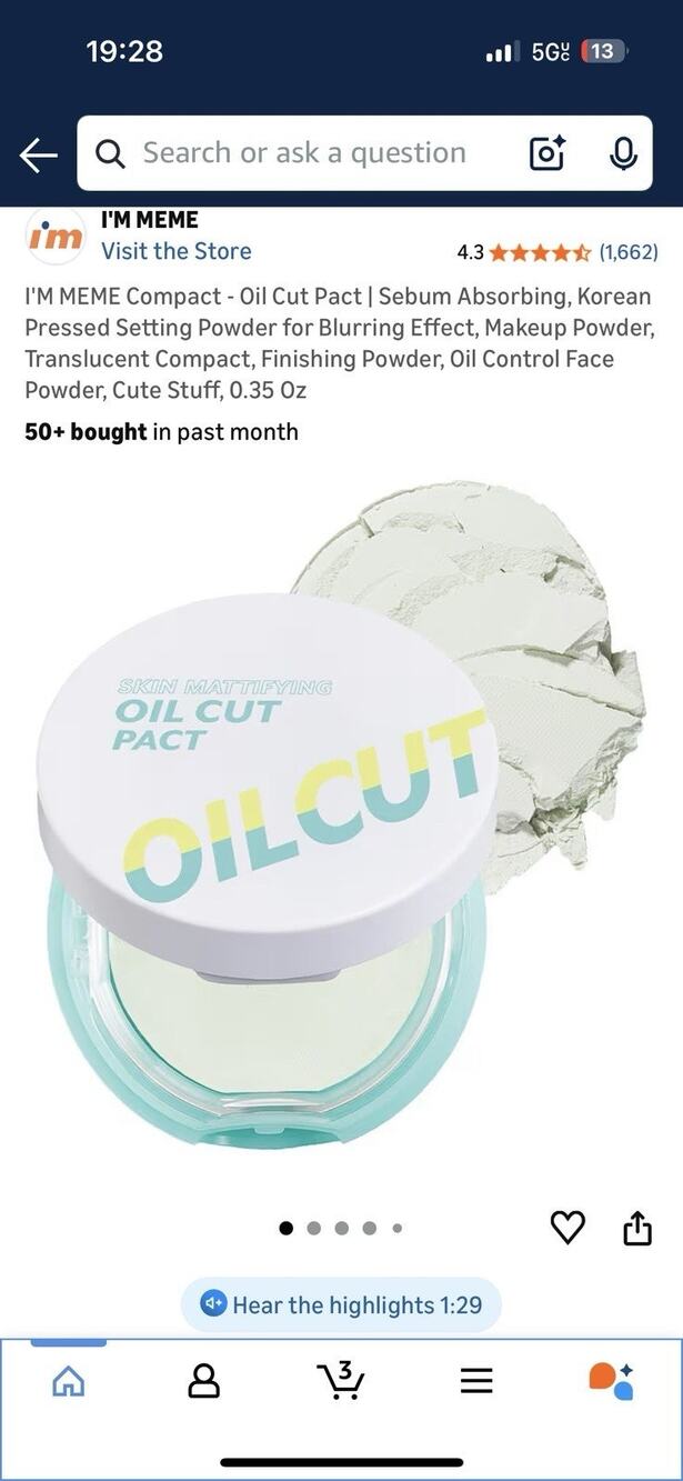 Im Meme I'm Oil Cut Pact Sebum Absorbing Pressed Setting Powder 4 Blur K-Beauty